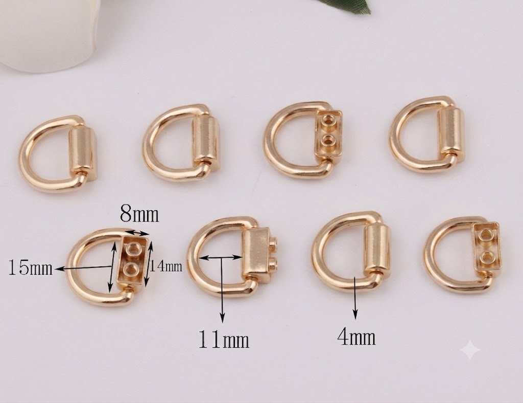 15mm Screw-In D-Ring - Gold