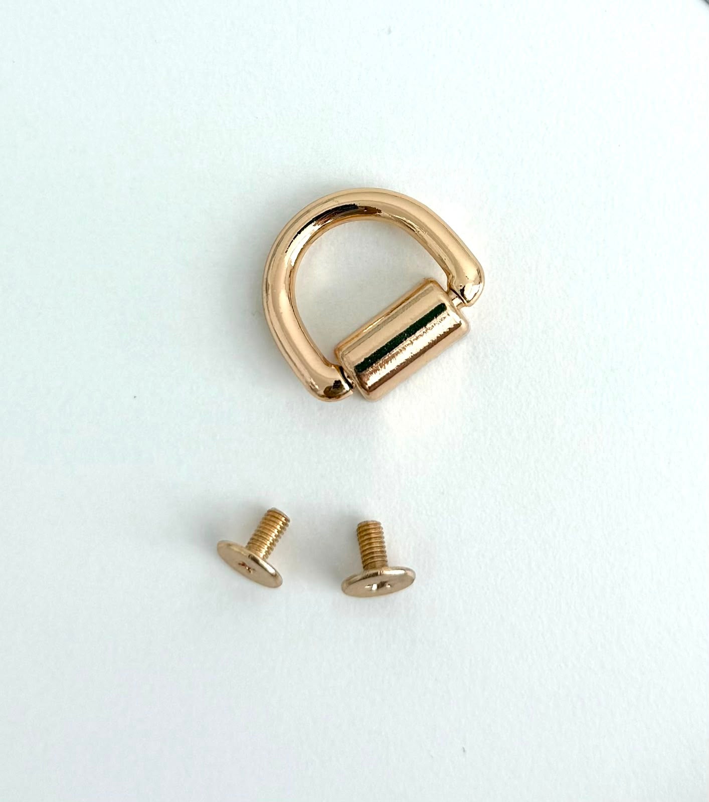 15mm Screw-In D-Ring - Gold